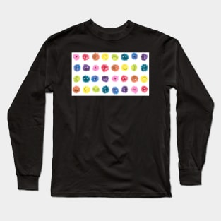 Fluffy Rainbow Monster Faces Polka Dot Long Sleeve T-Shirt